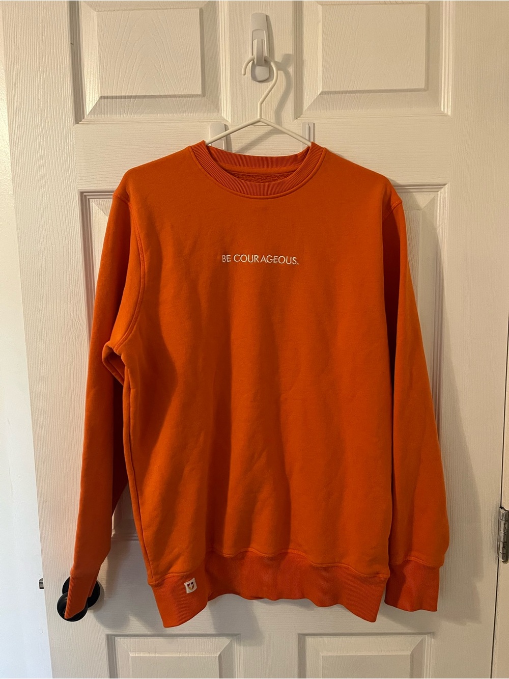 “Be Courageous” Medium Norquest College Orange Crew Neck Sweater